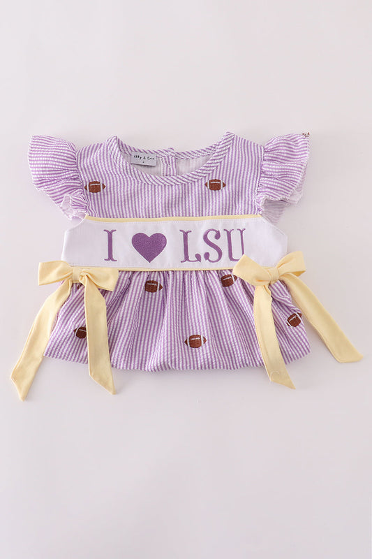 I Love LSU Girls Seersucker Set
