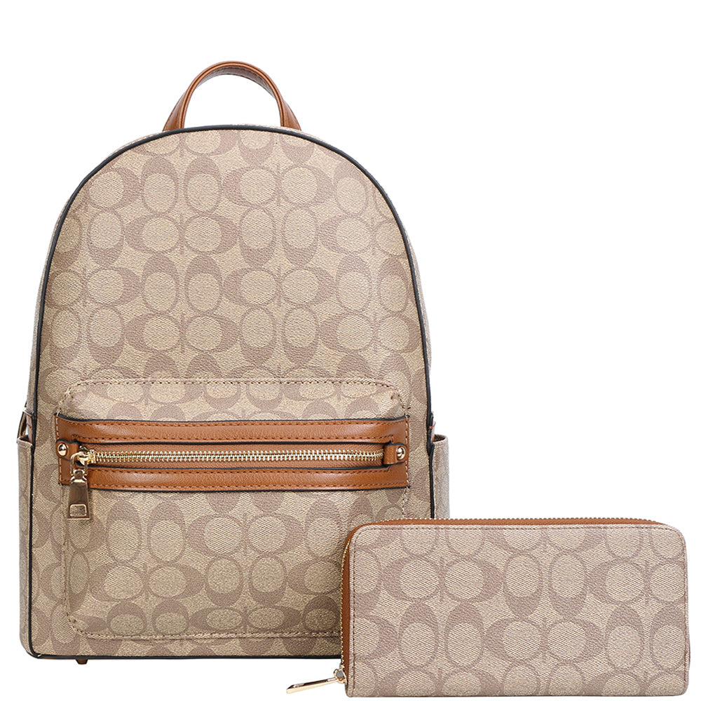 Printed Backpack + Wallet Set