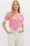 Pink Stripped Bow Sweater