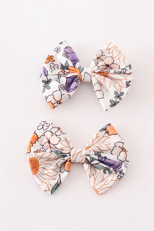 Floral Print Hair Bow