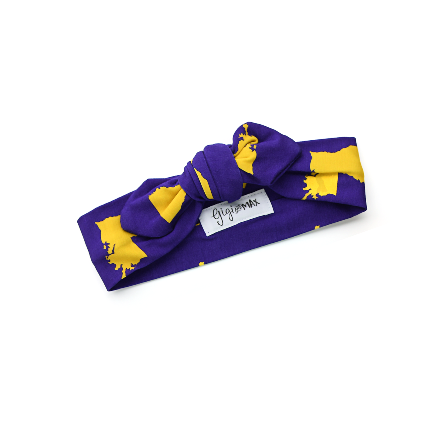 Bamboo Topknot Baby Girl Headband Louisiana Purple & Gold