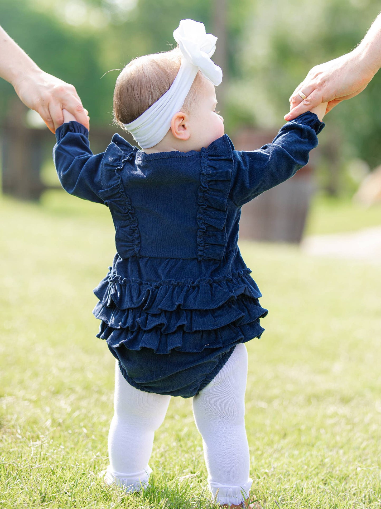 Girls Navy Corduroy Bubble