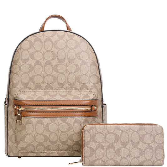 Printed Backpack + Wallet Set