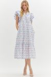 Cap Sleeve Bow Floral Midi Dress