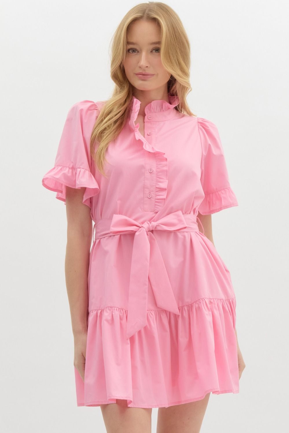 Pink Tie Waist Dress