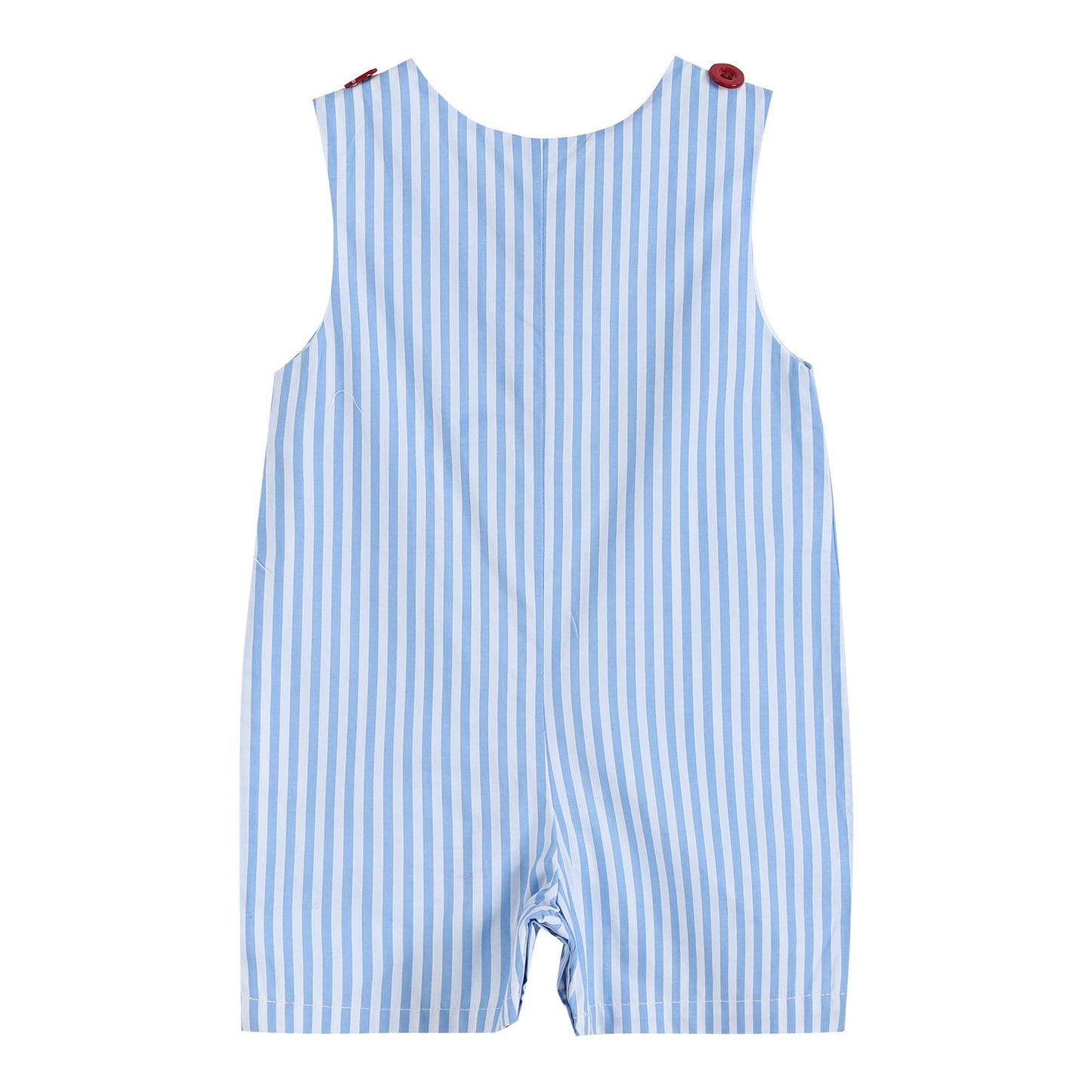 Blue Striped Crawfish Applique Shortalls