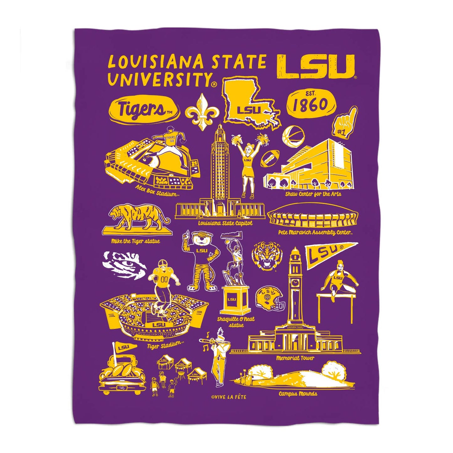 LSU Hand Sketched Blanket