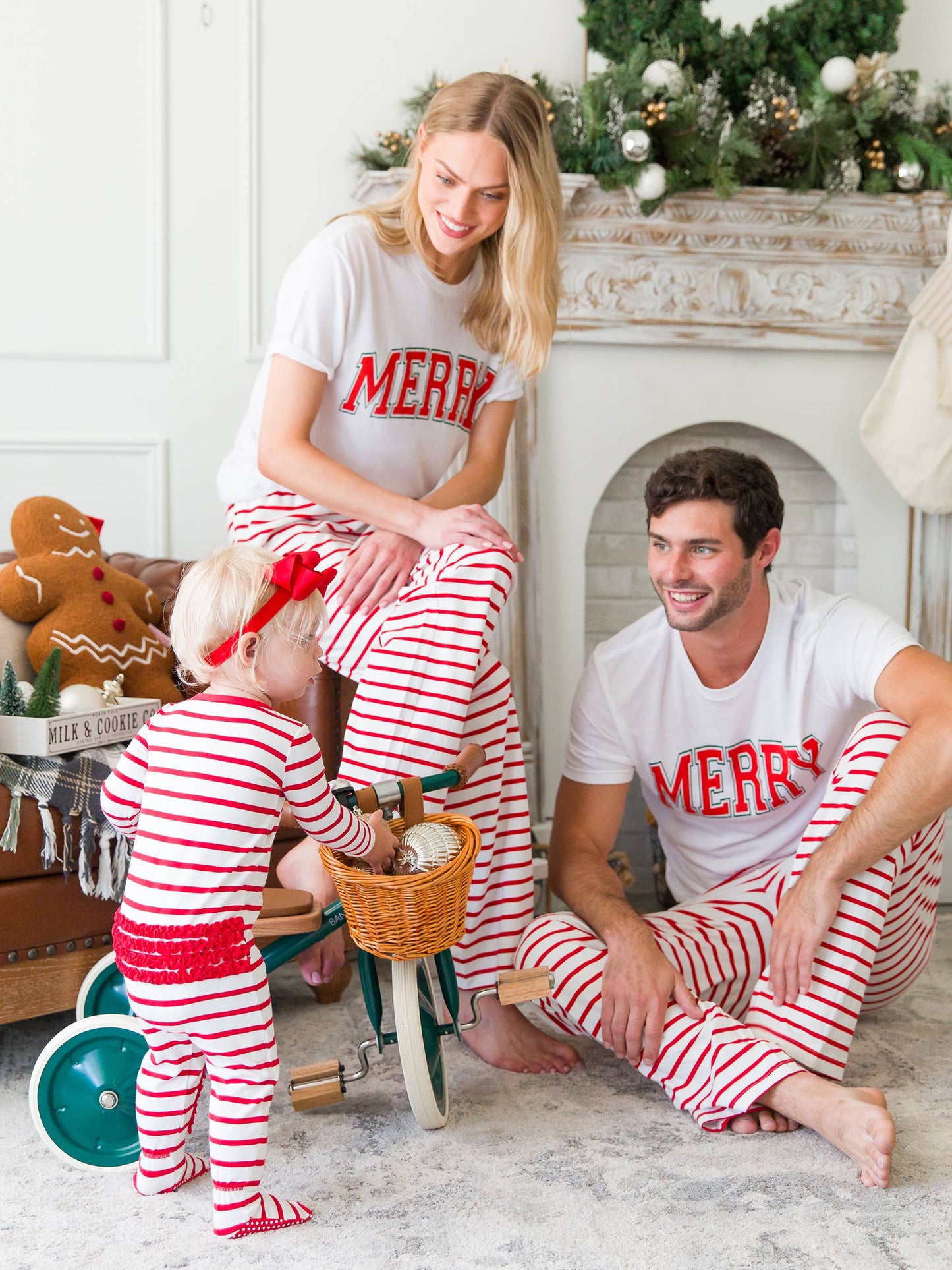 SoftSnooze™ Baby Girls Cotton Modal Red & White Stripe Footed Ruffle One Piece Pajama