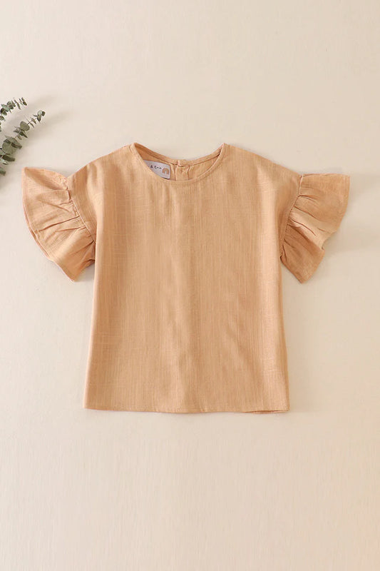 Girls Ruffle Linen Top