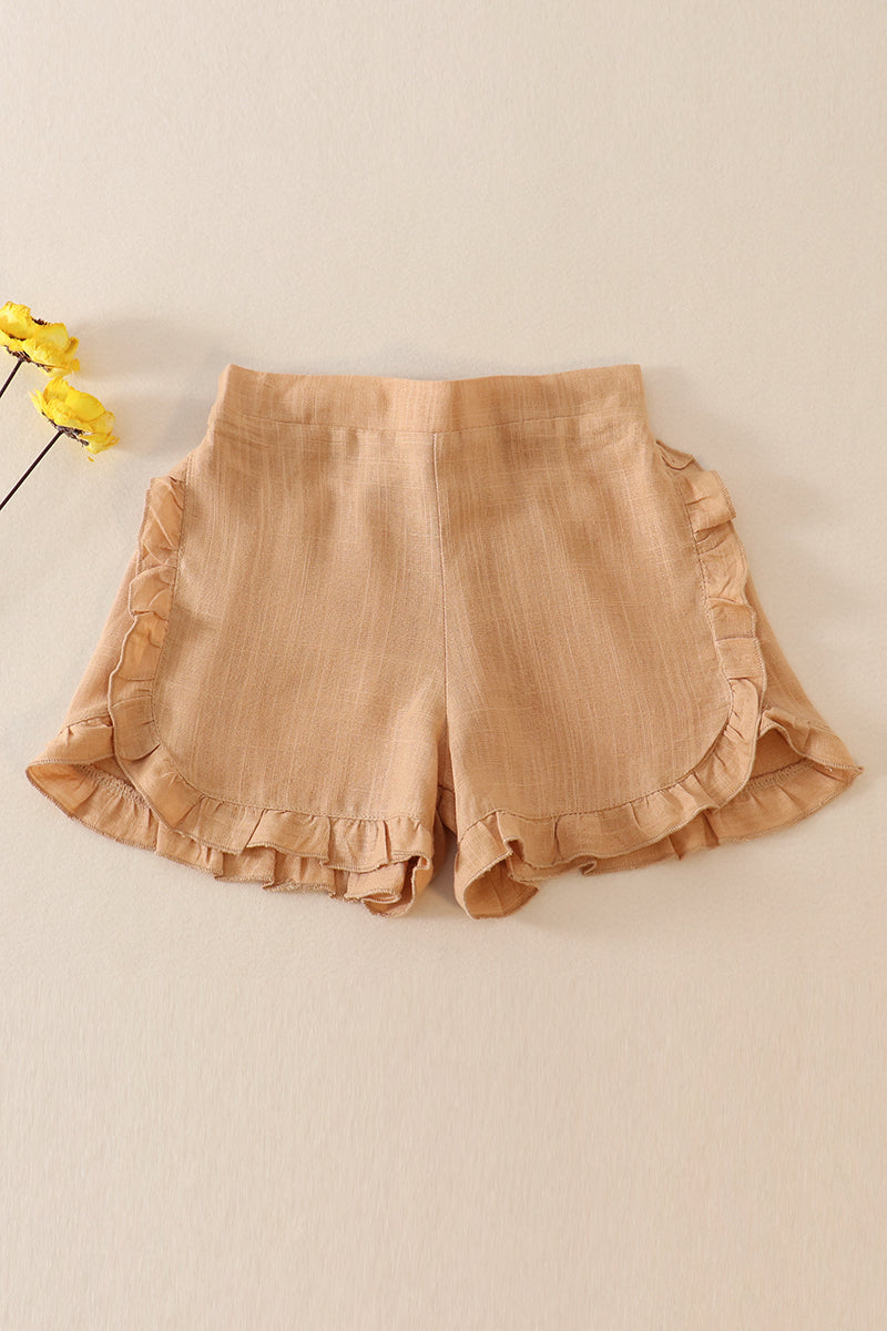 Girls Linen Ruffle Shorts