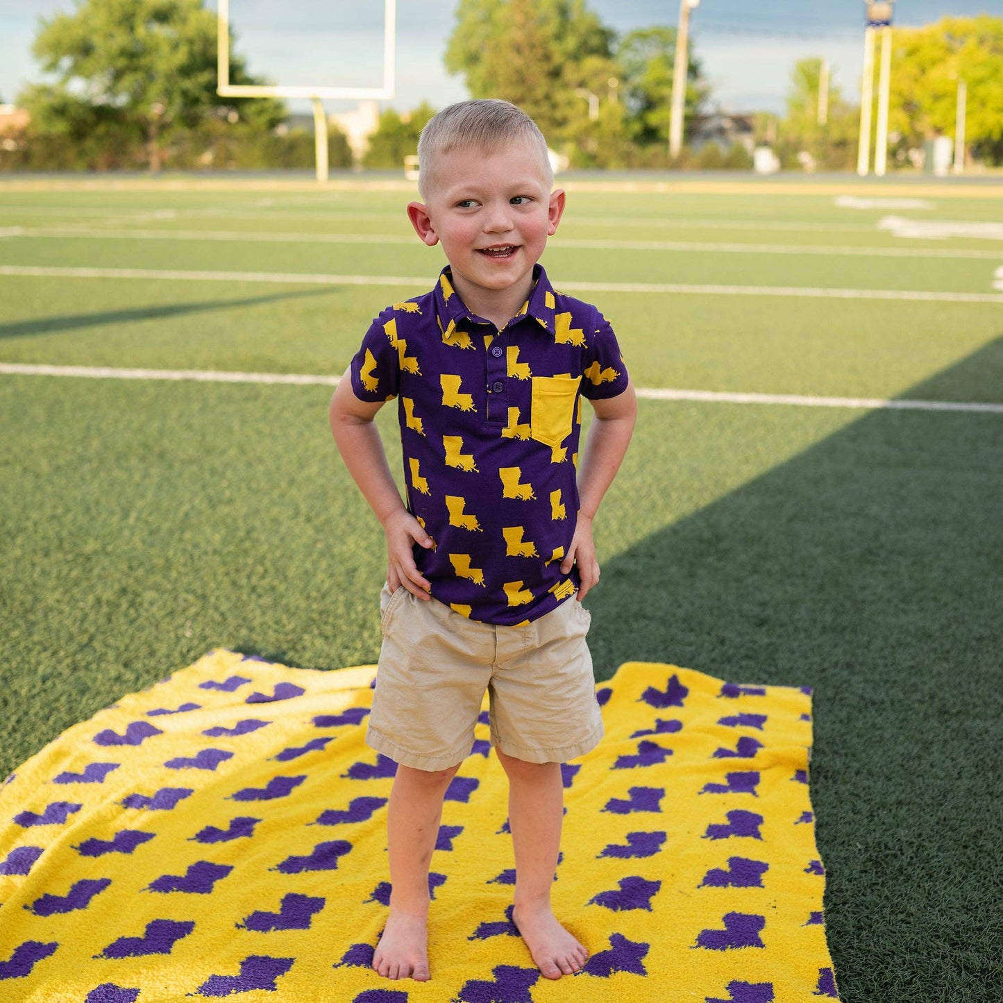 Boys Shirt Polo Louisiana Purple & Gold