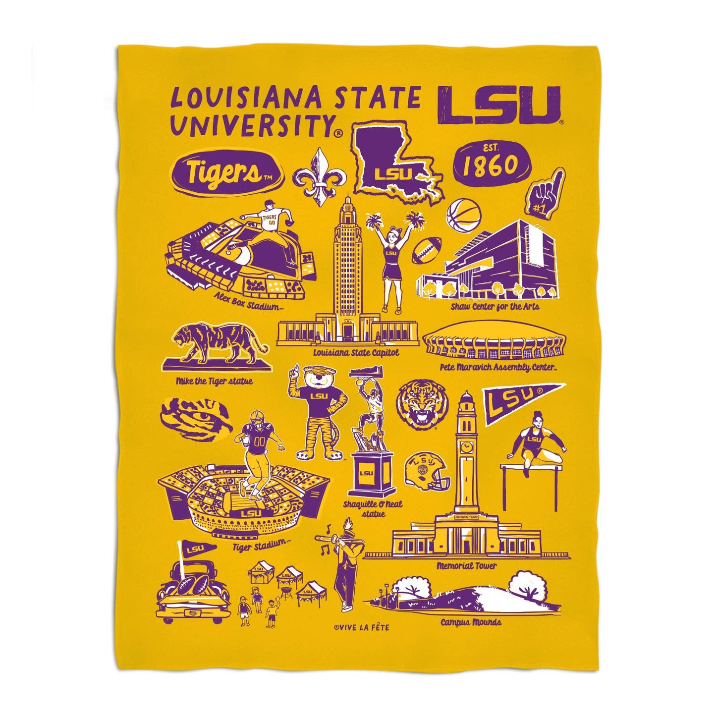 LSU Hand Sketched Blanket