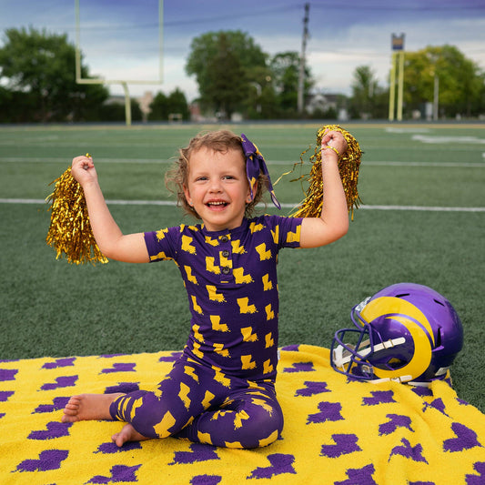 Hair Clip Bow Louisiana Purple & Gold
