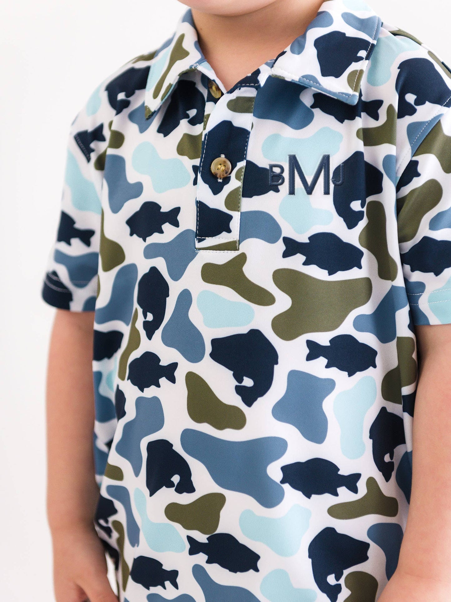 Boys Fish Camo Catch Performance Hooded Shirt