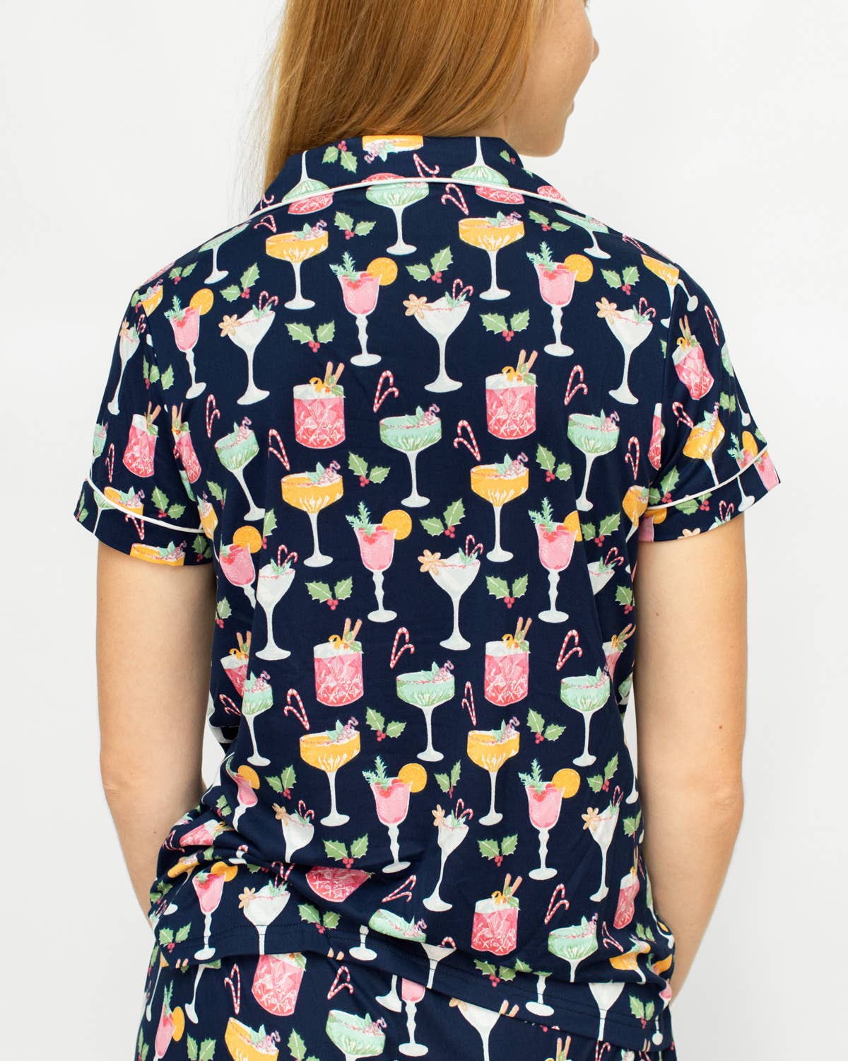 Fizz the Season Short Sleeve Button Up Sleep Shirt   Royal/Multi   -Asst.