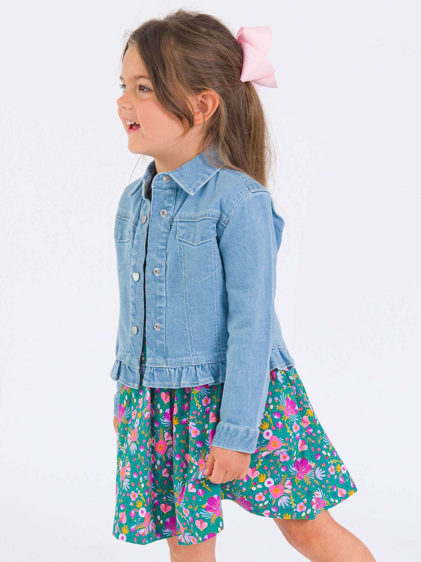 Girls Ruffle Denim Jacket