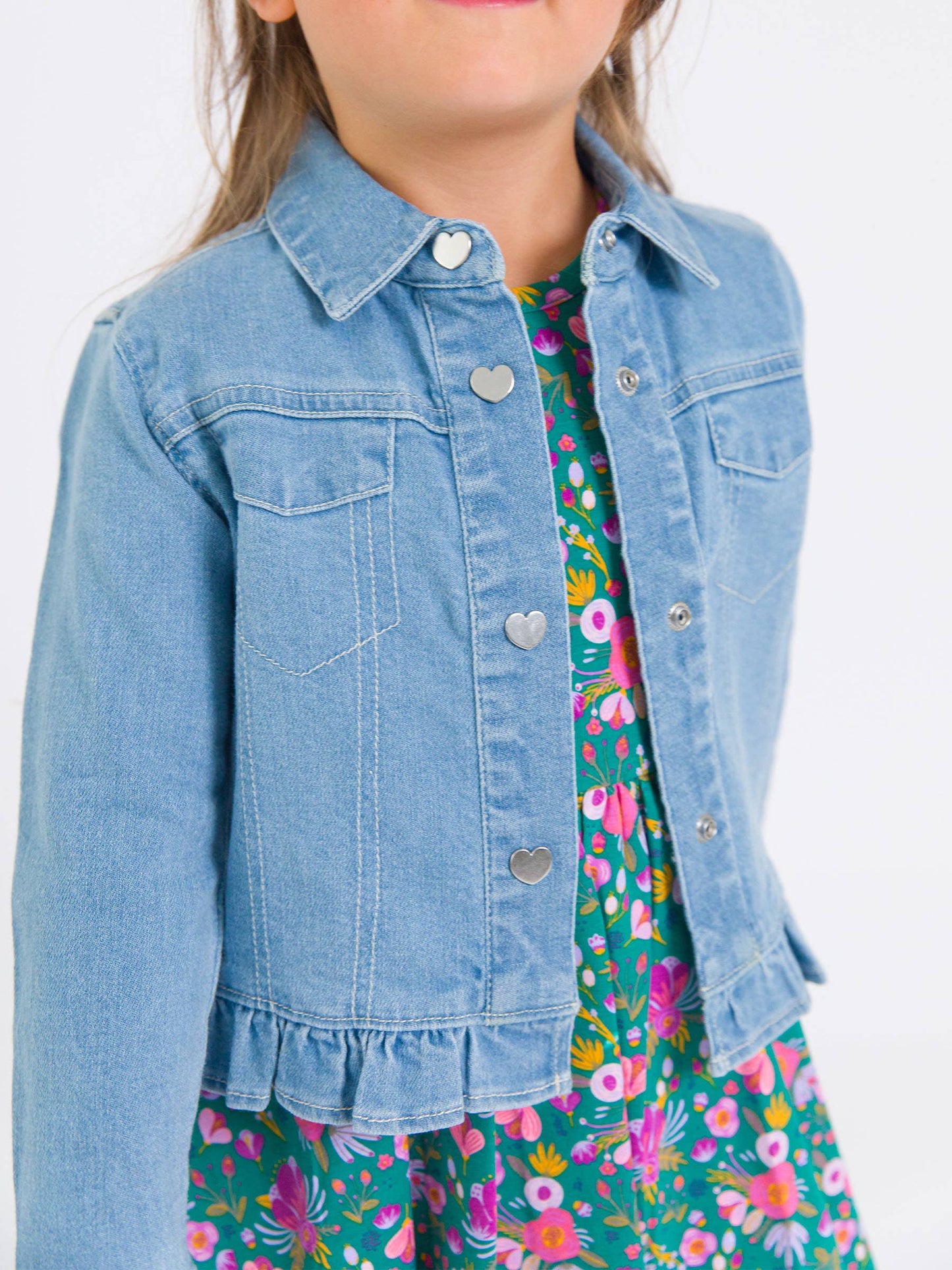 Girls Ruffle Denim Jacket