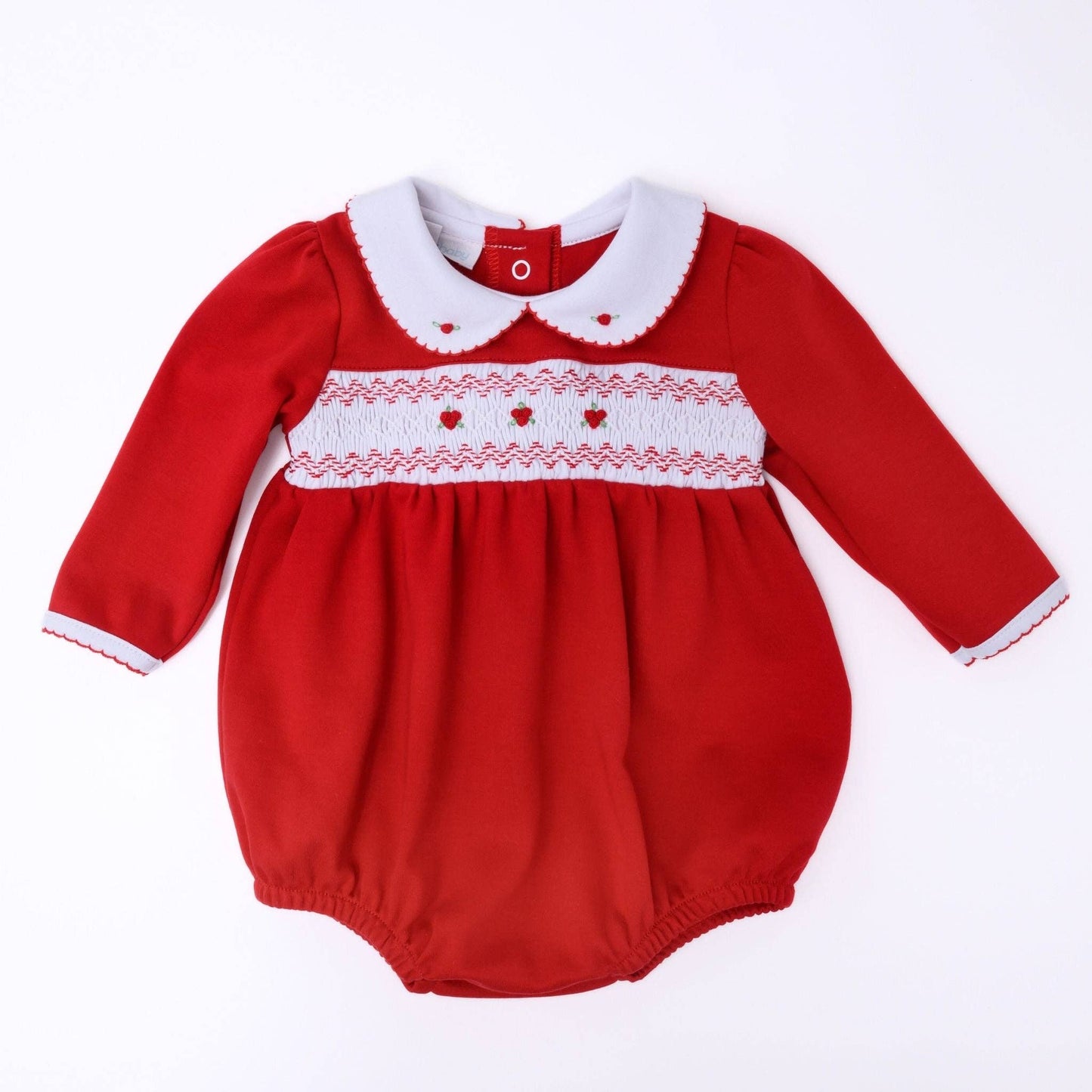 Eve Classics Smocked Long Sleeve Girl Bubble - Red