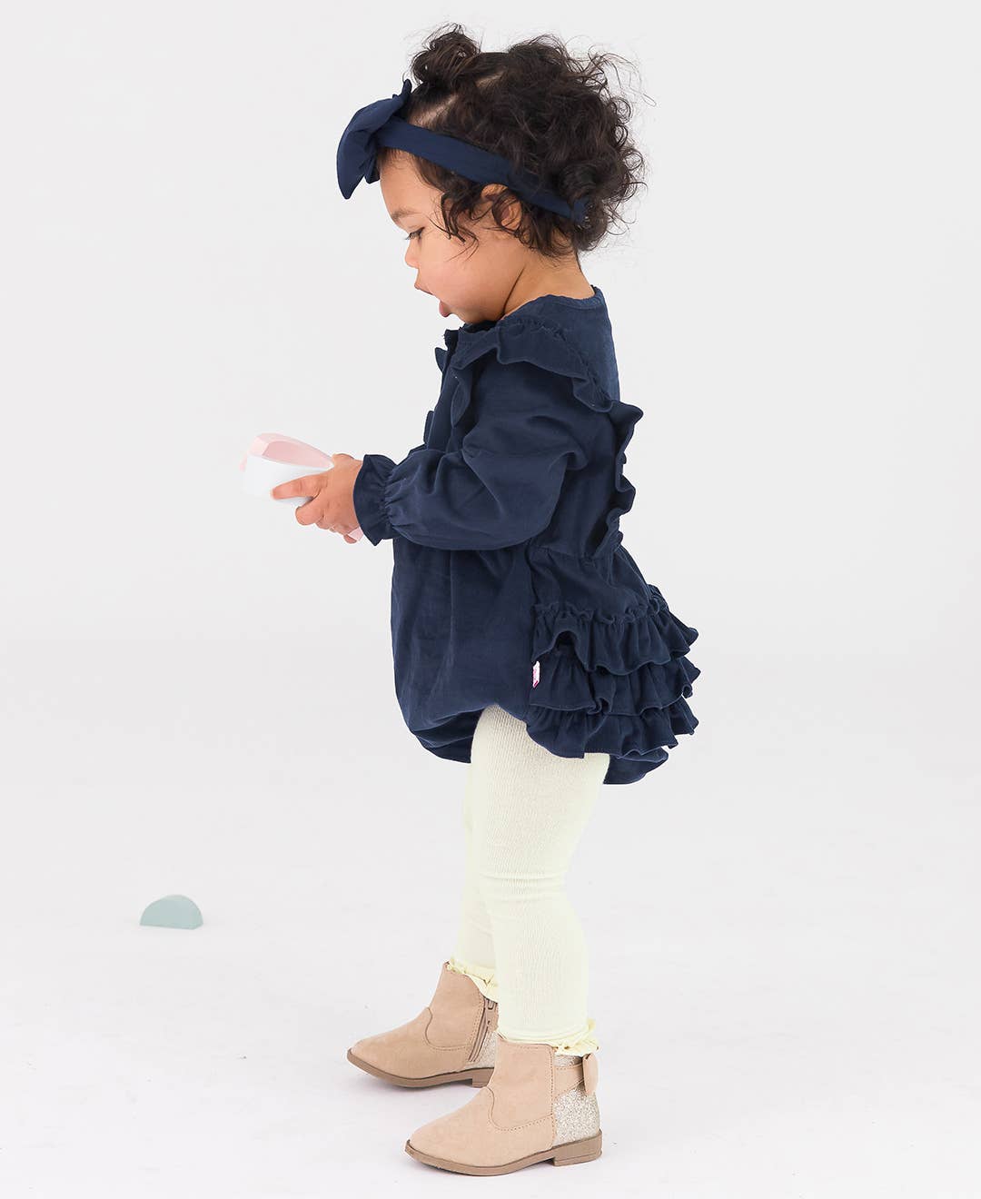Girls Navy Corduroy Bubble