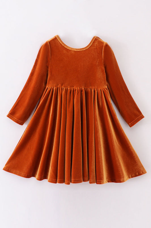 Terracotta Velvet Dress