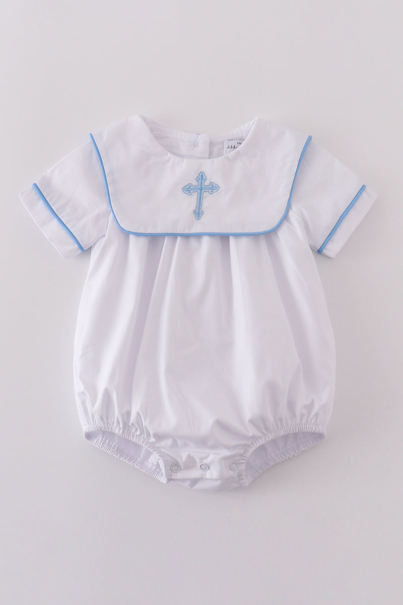 Cross Embroidered Boy Bubble