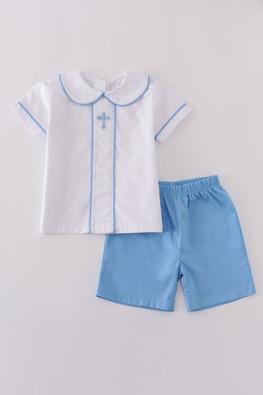 Cross Embroidered Boy Set