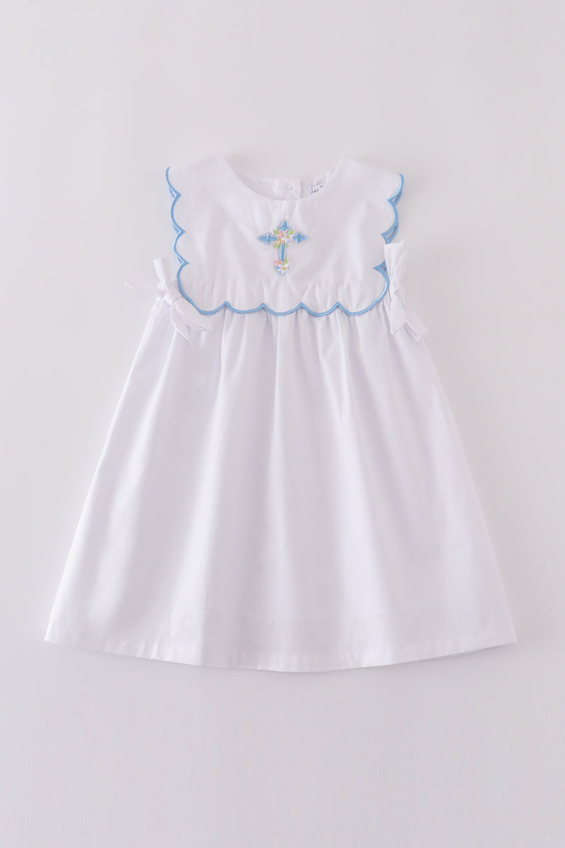 Bow Cross Embroidered Dress