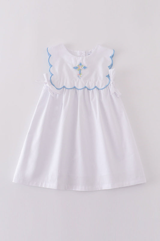 Bow Cross Embroidered Dress
