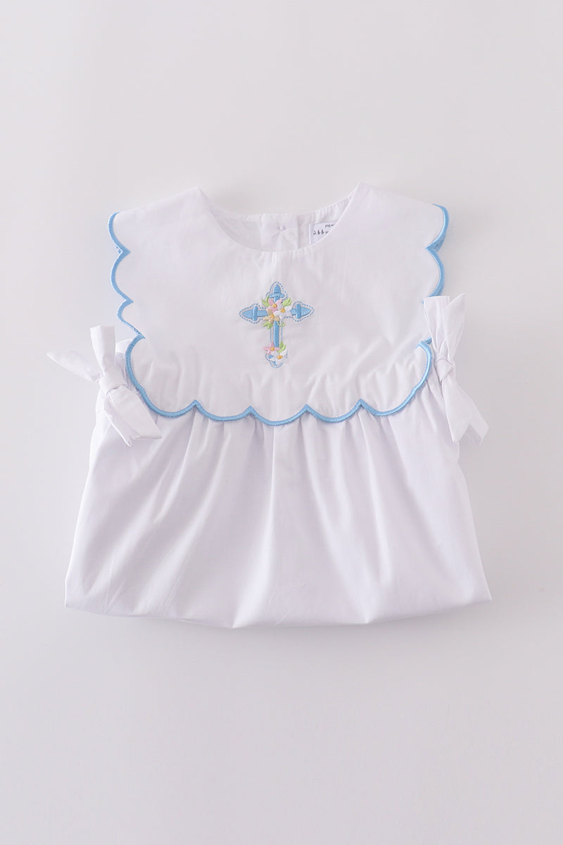 Cross Embroidered Bubble with Bows
