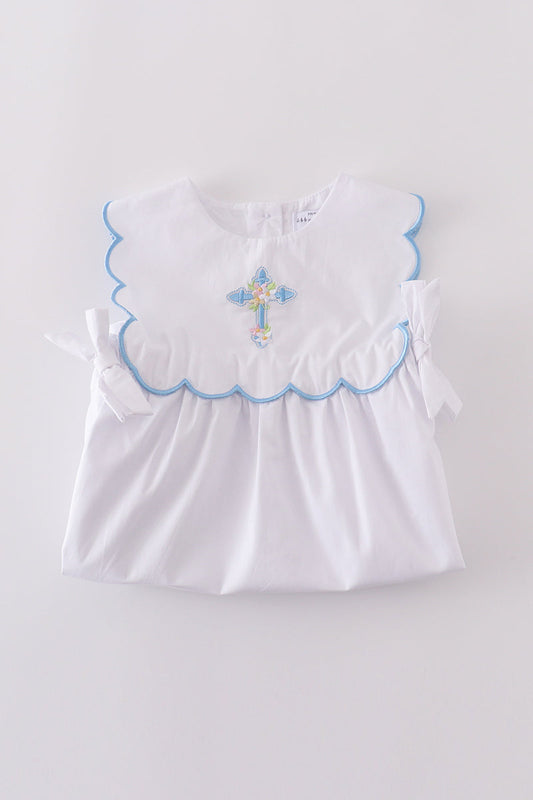 Cross Embroidered Bubble with Bows