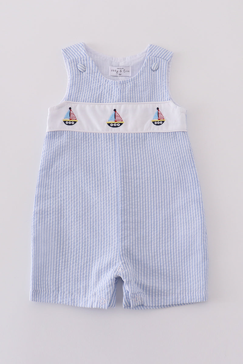 Blue Sailboat Embroidered JonJon