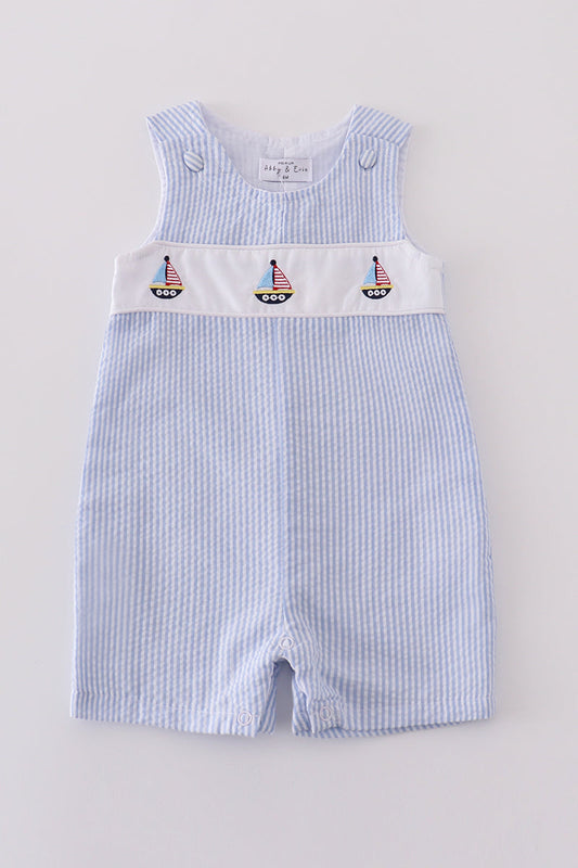 Blue Sailboat Embroidered JonJon