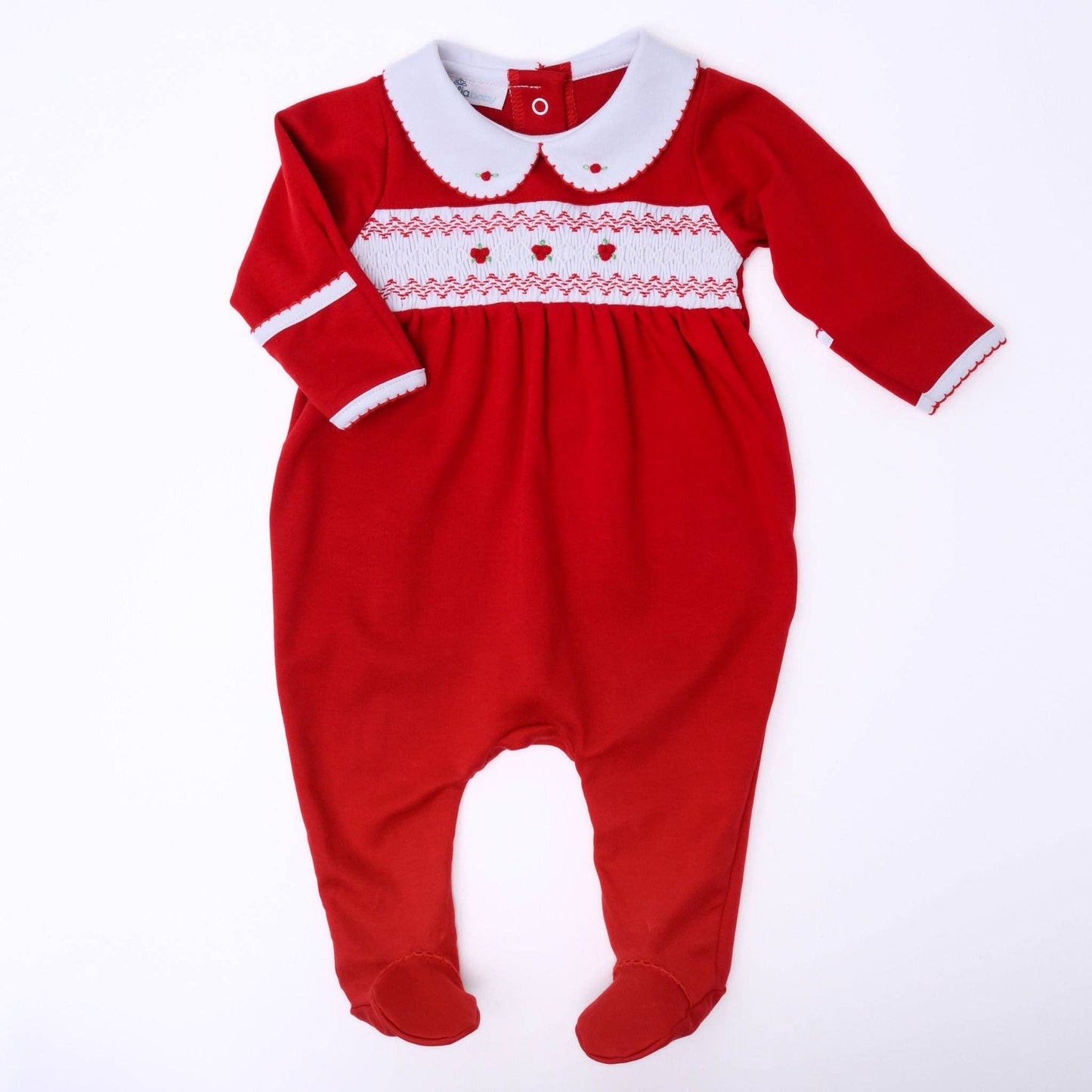 Eve Classics Smocked Girl Footie - Red