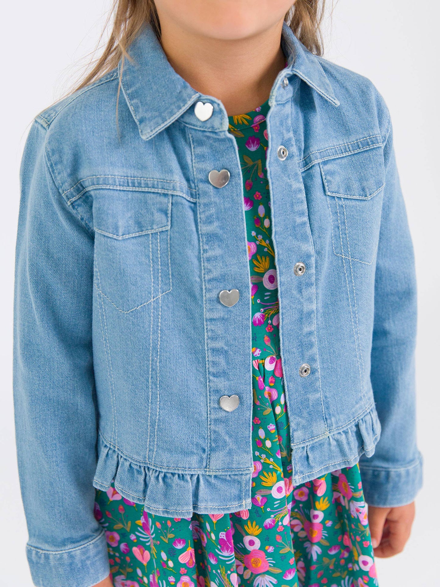 Girls Ruffle Denim Jacket