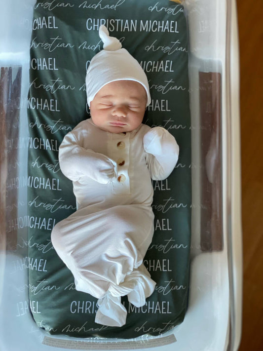 Newborn Knotted Baby Gown and Hat Sets - Baby Clothing