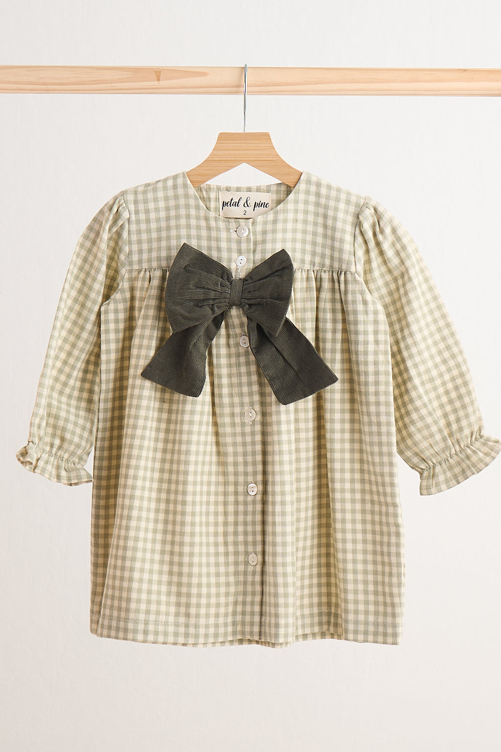 Flannel Bowtie Dress - Green