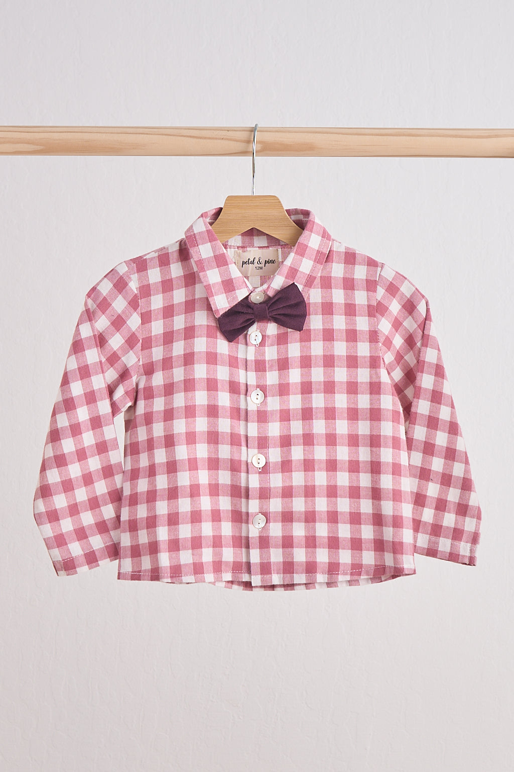 Flannel Bowtie Shirt - Pink