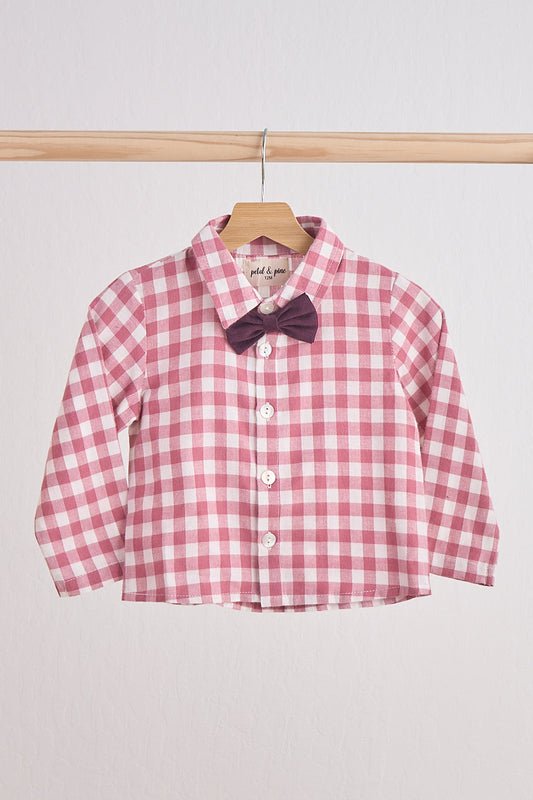Flannel Bowtie Shirt - Pink