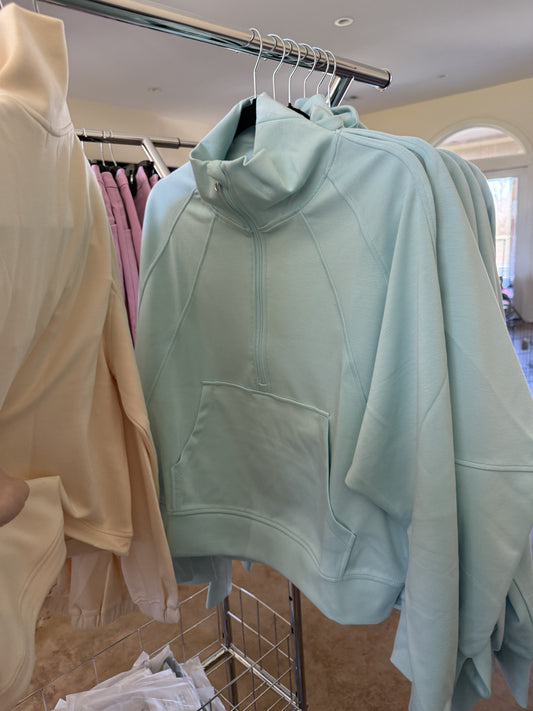 Aqua Quarterzip Pullover