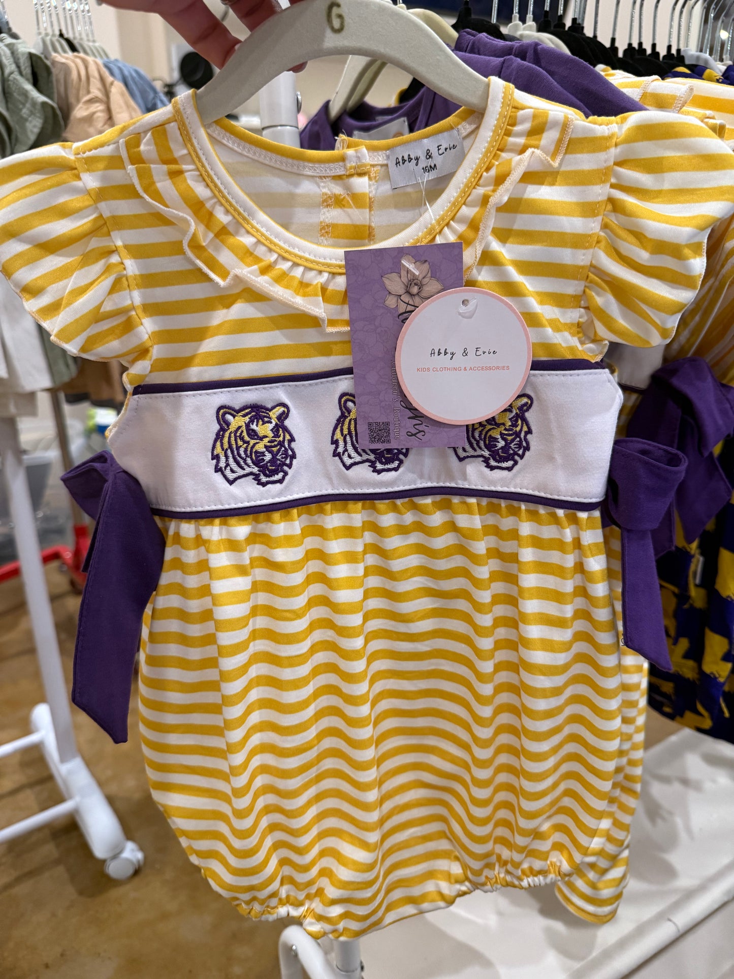 LSU Tiger Girl Bubble with Bow Side