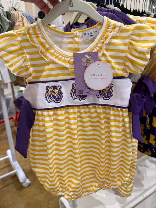 LSU Tiger Girl Bubble with Bow Side