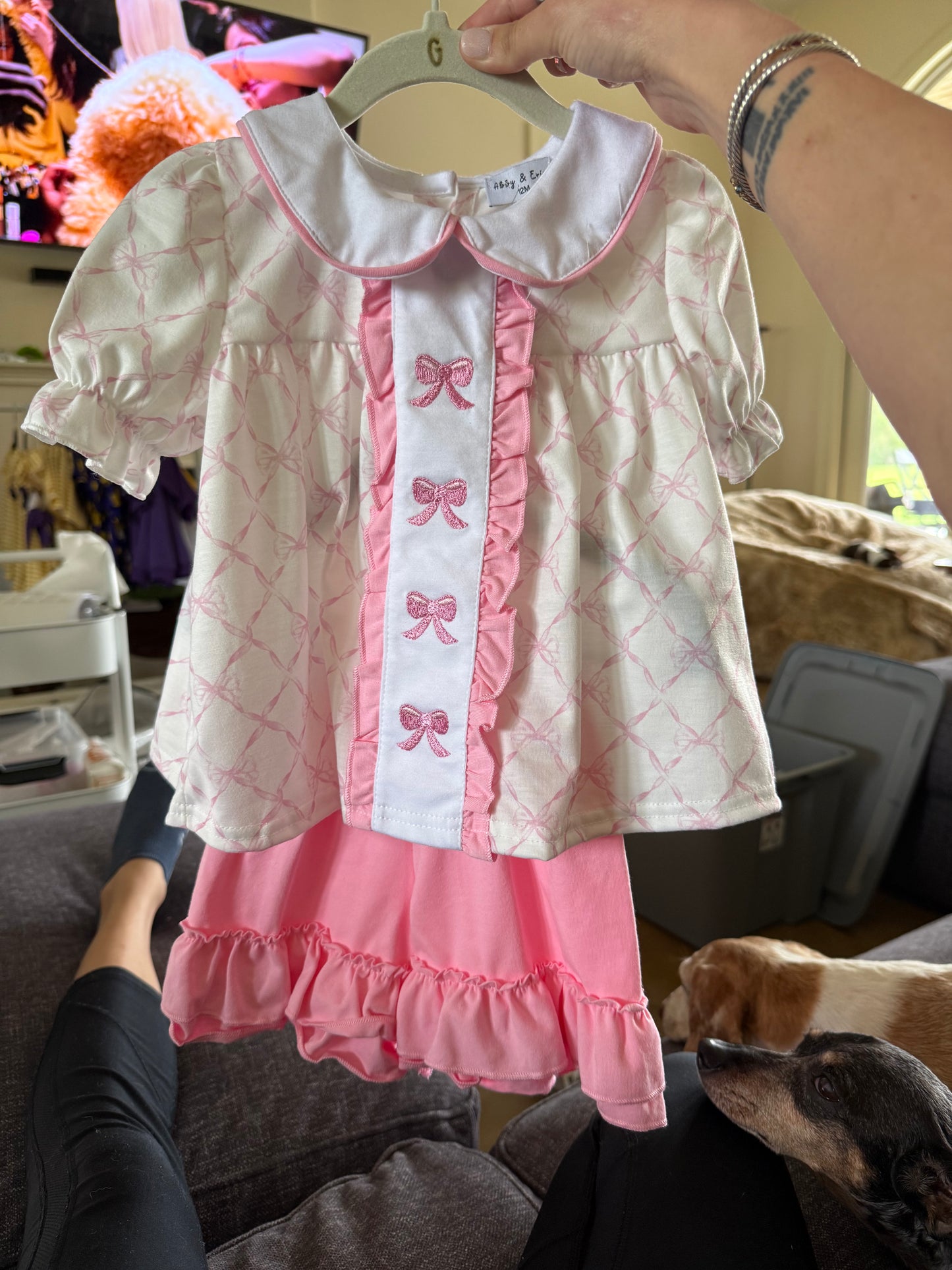 Embroidered Bows Short Set