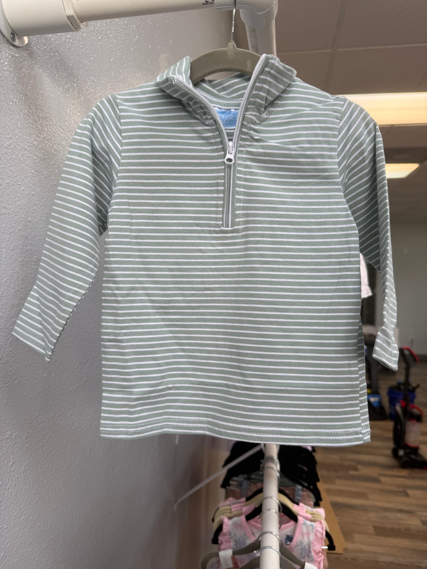 Green/White Striped Quarter Zip