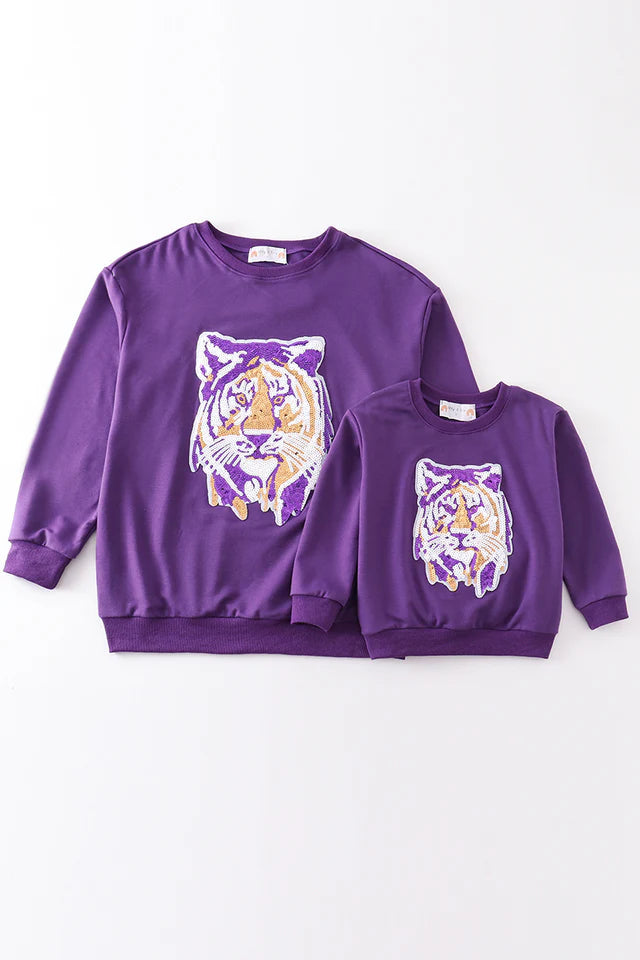 LSU Tiger Sequin Sweatshirt
