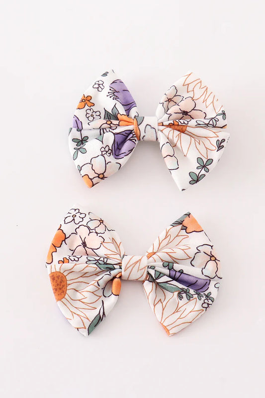Floral Print Hair Bow