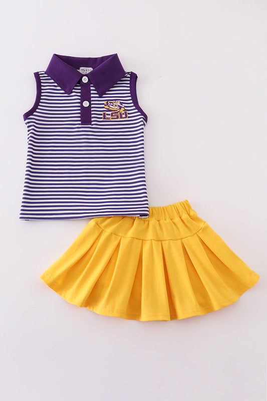 LSU Tiger Eye Striped Top + Skirt Set