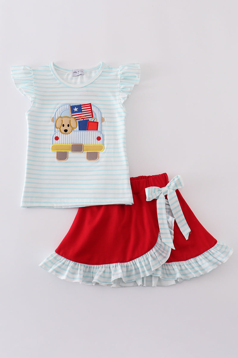 USA Puppy Ruffle Skort Set