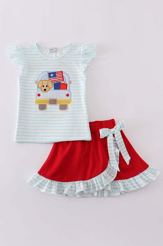 USA Puppy Ruffle Skort Set