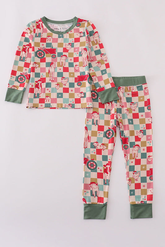 Checkered Bamboo Christmas PJs