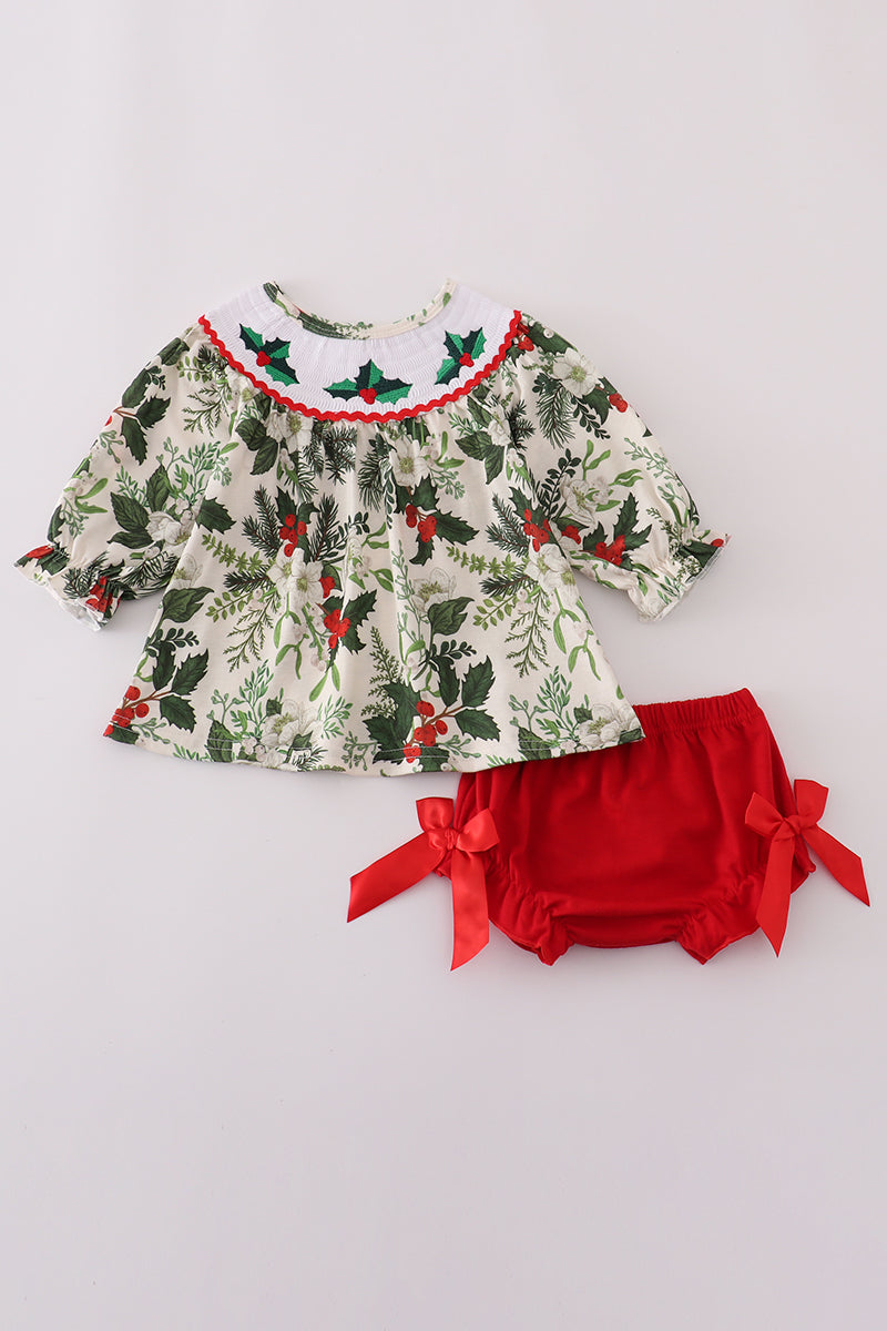 Holly Smocked Bloomer Set